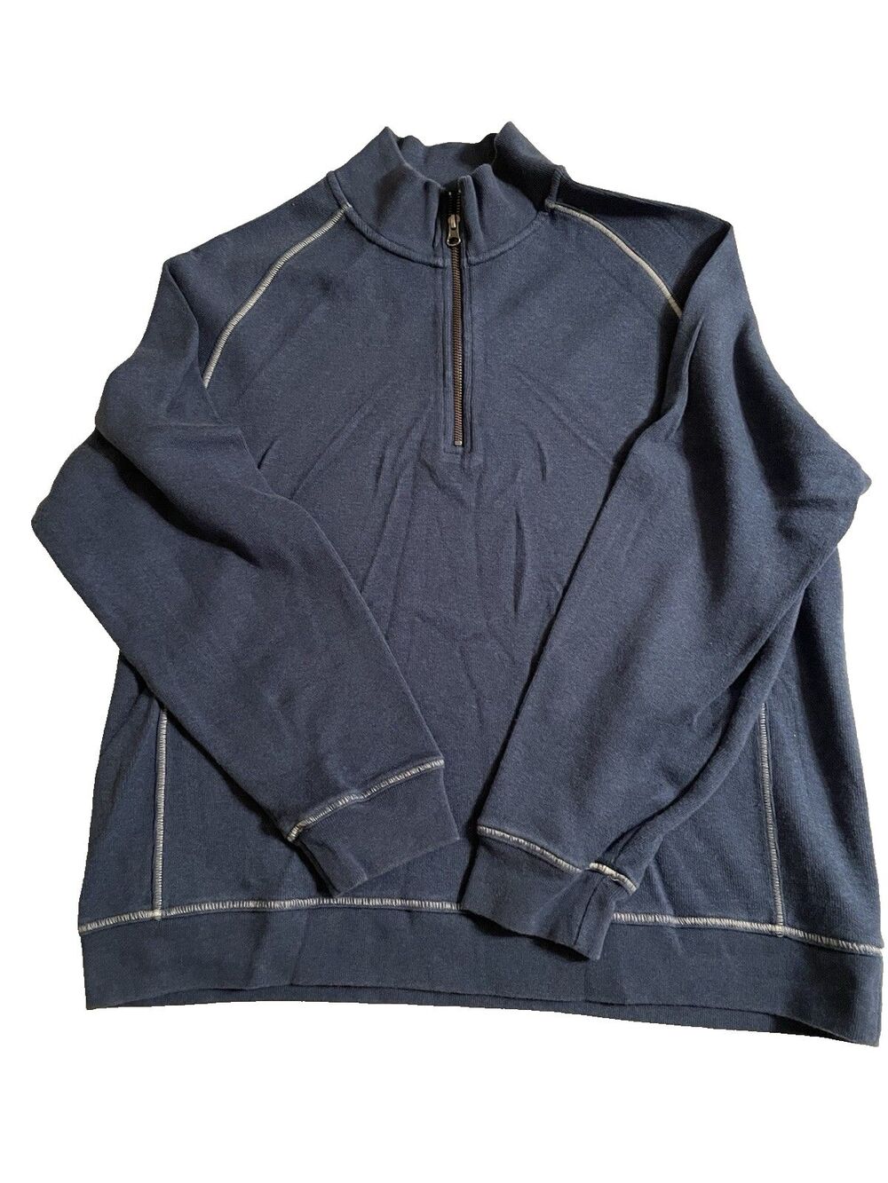 LL Bean Shirt Men’s XL Blue Long Sleeve Pullover Collar Shirt 1/4 Zip